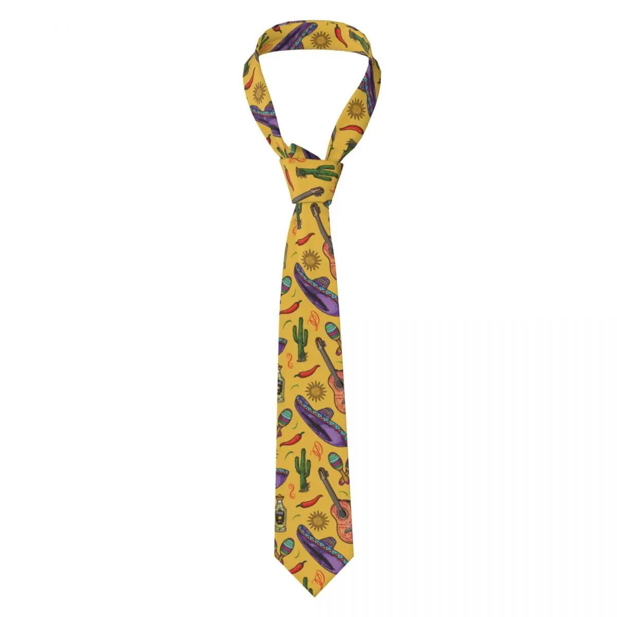 Formal Skinny Neckties Classic Men's Mexico Pattern With Guitar Wedding Tie Gentleman Narrow