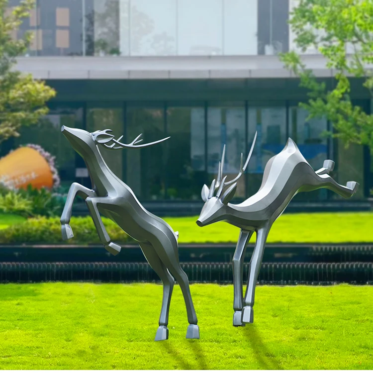 

Outdoor lawn grassland community sales department FRP abstract geometric sika deer garden landscape sculpture sketch