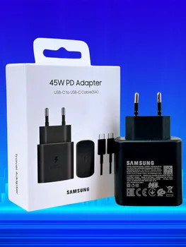 Samsung用のオリジナルの超高速充電器,EUセラミックアダプター,Galaxy z fold,5 4 3,s23 s24 ultra s20 s22 s21,45W