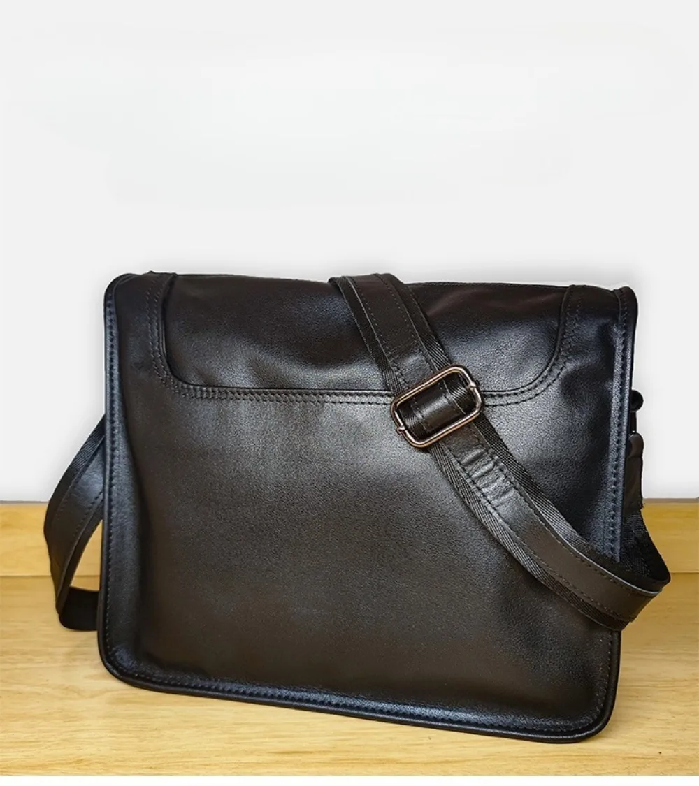 

Genuine Leather Shoulder Crossbody Bags For Men Business Tote Bags Large Capacity Commuter Handbags Fashion Solid Messenger Bags
