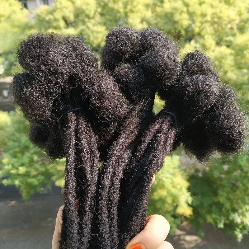 18 Inch 0.6 Cm Real Human Hair Dreadlock Extensions 30 Strands Full Handmade Locs Soft Natural Bulk Hair for Men Women