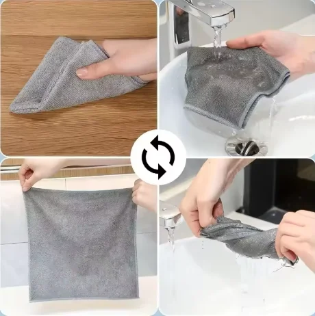 6/12pcs Multi-Functional Cleaning Cloths - Highly Absorbent & Durable Kitchen And Bathroom Towels,Easily Remove Stains & Grease