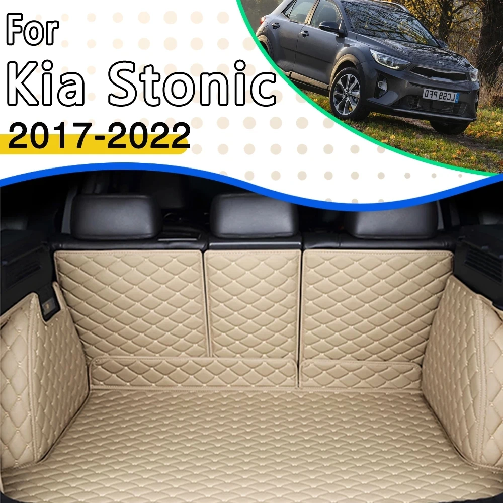 

Car Rear Trunk Mats For Kia Stonic YB CUV 2017~2022 5seat Leather Fully Surrounded Trunk Mat Tray Carpet Car Accessorie Interior