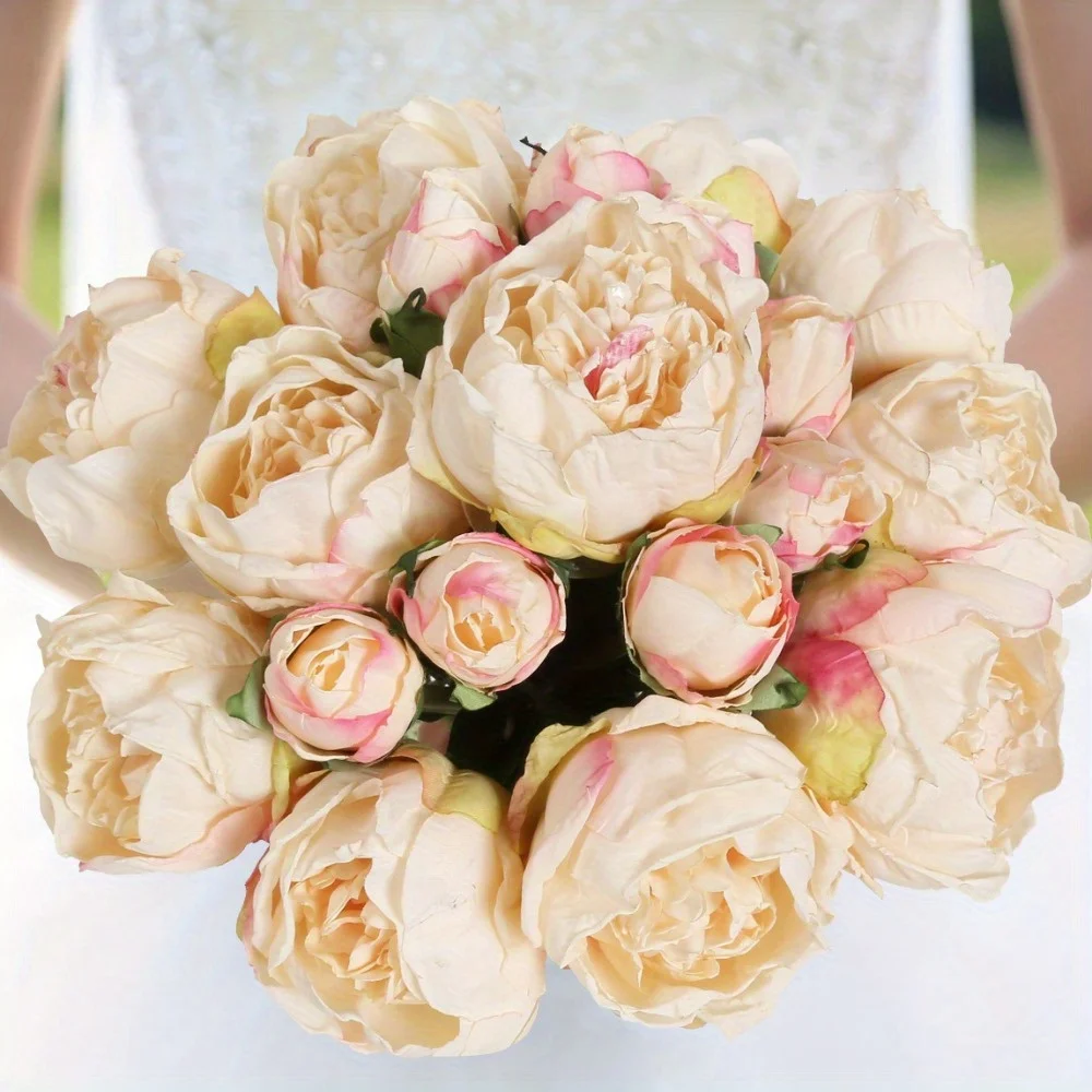 2 buquês de peônias flores artificiais peônias de seda falsas vintage com haste única peônias falsas para peças centrais de casamento para mesa