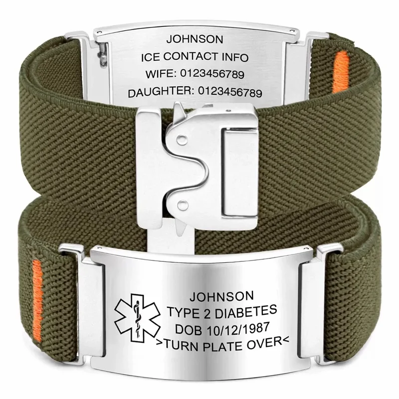 Personalisiertes Nylon-Medizinarmband mit Lasergraviertem Medizinischem Notfall-ID-Tag und Sicherer Fallschirmschnalle – Detail 11