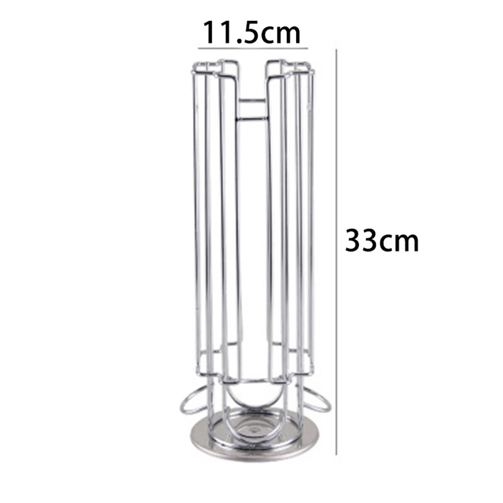 ABRN-18Cups Rotatable Coffee Pod Holder Iron Chrome Plating Display Capsule Rack Stand Storage Shelves For Capsule