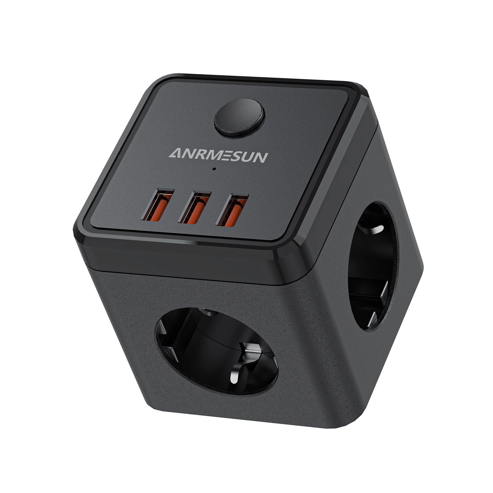 Wandsteckdosen-Extender mit Schalter, 3 Steckdosen, 2 USB-A- und 1 Typ-C-Anschlüsse, tragbarer Cube-Steckdosenleisten-Adapter zum Aufladen auf Reisen