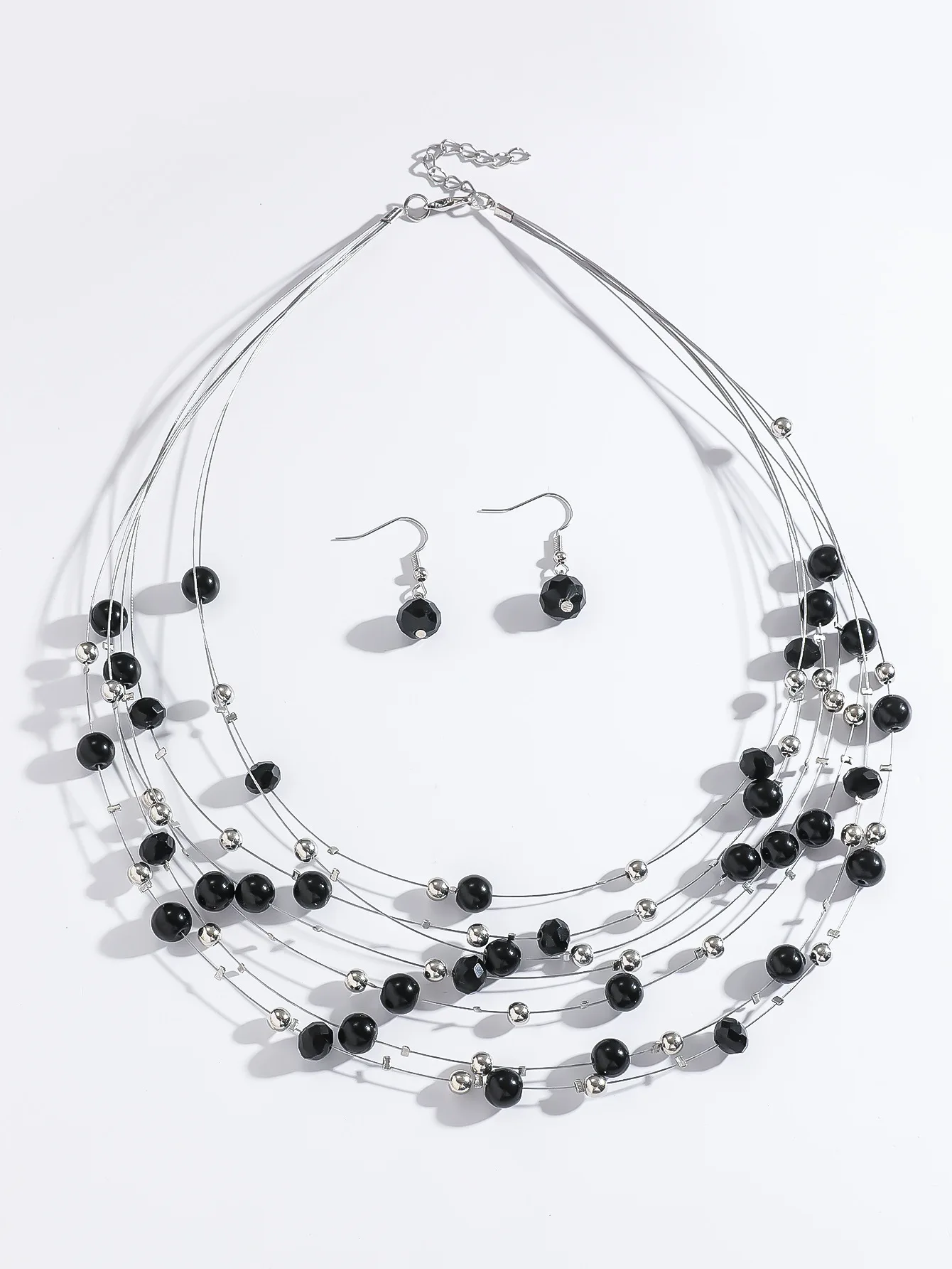 البوهيمي متعدد الطبقات قلادة طقم من الحلقان تقليد اللؤلؤ اليدوية مجموعات مجوهرات هدية للسيدات اكسسوارات ديكور يومي #4