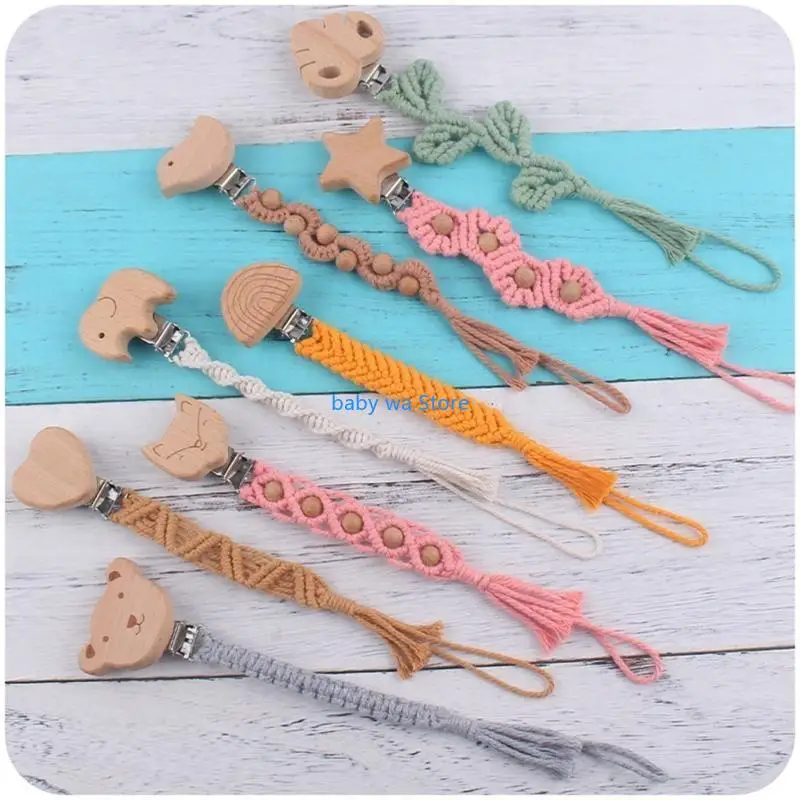 

Pacifier Clips Wooden Teether Holder Newborn Soother Chain for Infant Baby Girl 4XBD