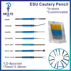 10pcs/pack wholesale ESU pencil cautery Needle Electrosurgical blade electrode 70mm*2.36mm Electrocoagulator Electrocautery