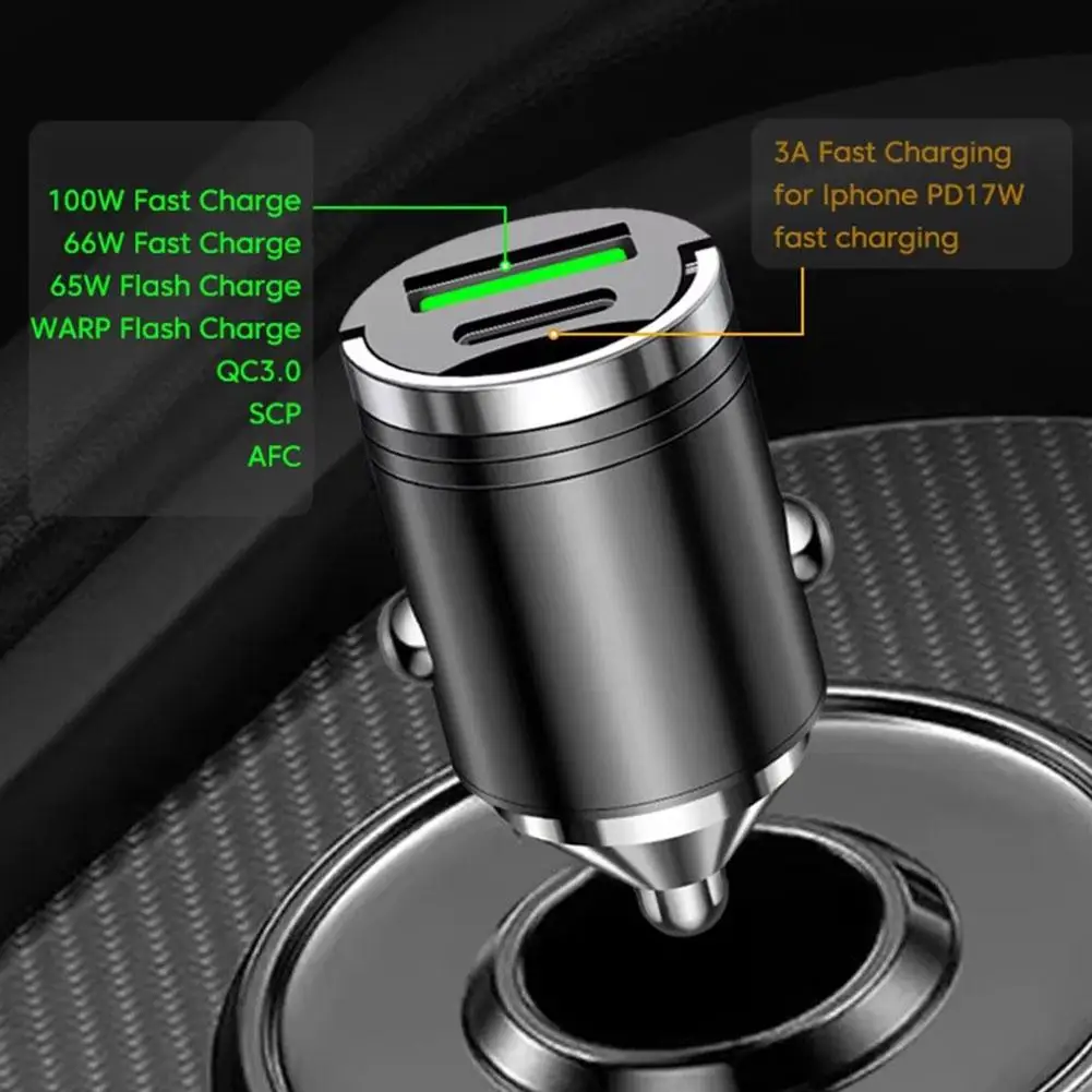 

Car Mobile Phone ChargerHidden Mini Car Charger Pull USB+TYPE C Fast Charger For A Variety Of Mobile Phone Devices I6W1