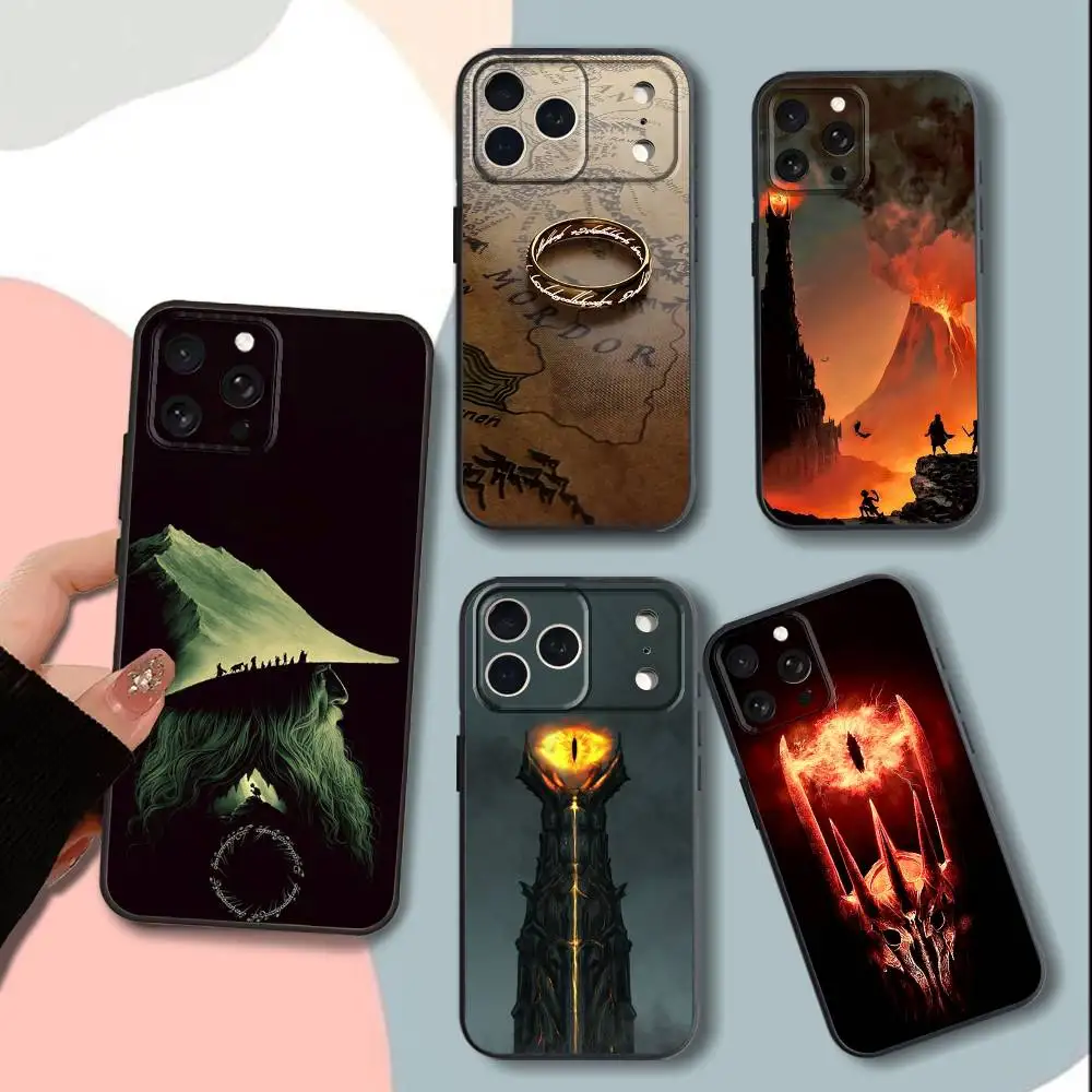 

TheS Lord of T-the Rings-es Phone Case For iPhone 15,13,16,12,11,17,14,Plus,Pro,Max,XS,XR,X,SE,Mini,Soft Silicone Black Cover