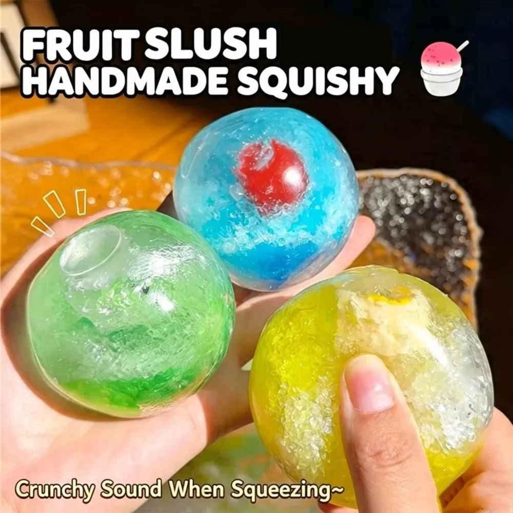 Fruit Smoothie Fruit Slush Squishy Toy Slushie Crunchy Sound Crispy Skin Ball Soft Ball Strawberry Cracking Squishy Toy Gifts