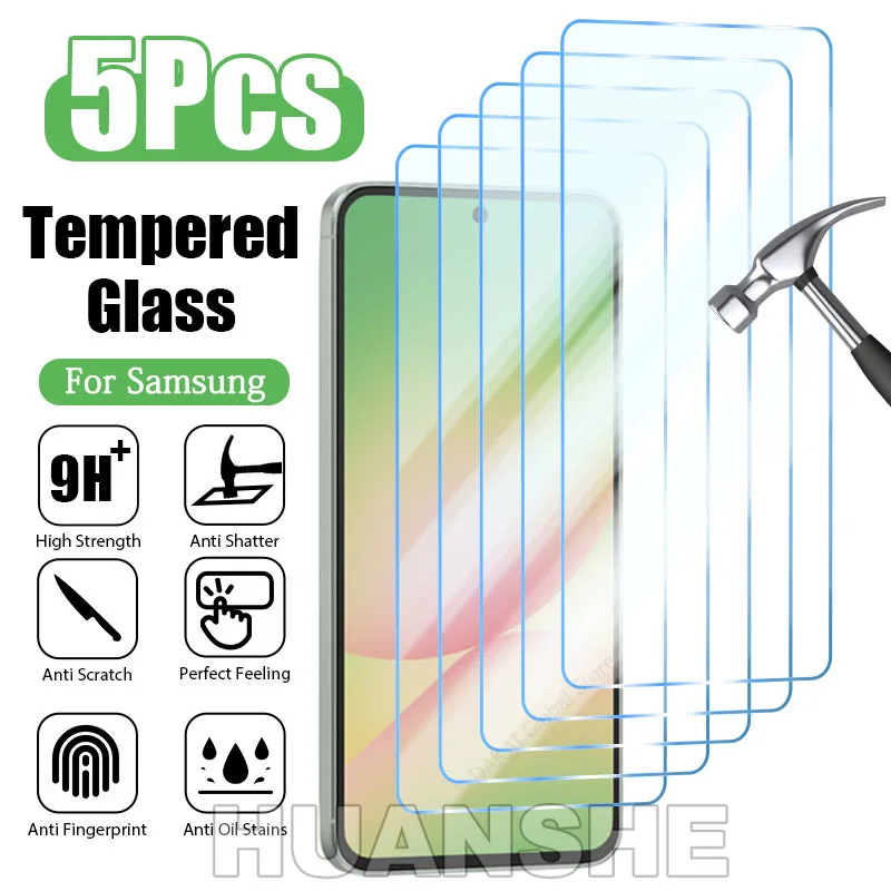 5 Pack Tempered Glass Screen Protector for Samsung