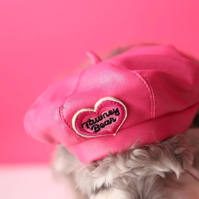 Fashion Dog Leather Hat Photo Styling Female Pet Supplies Decoration Pumpkin Hats Dog Baseball Cap Puppy Accessories