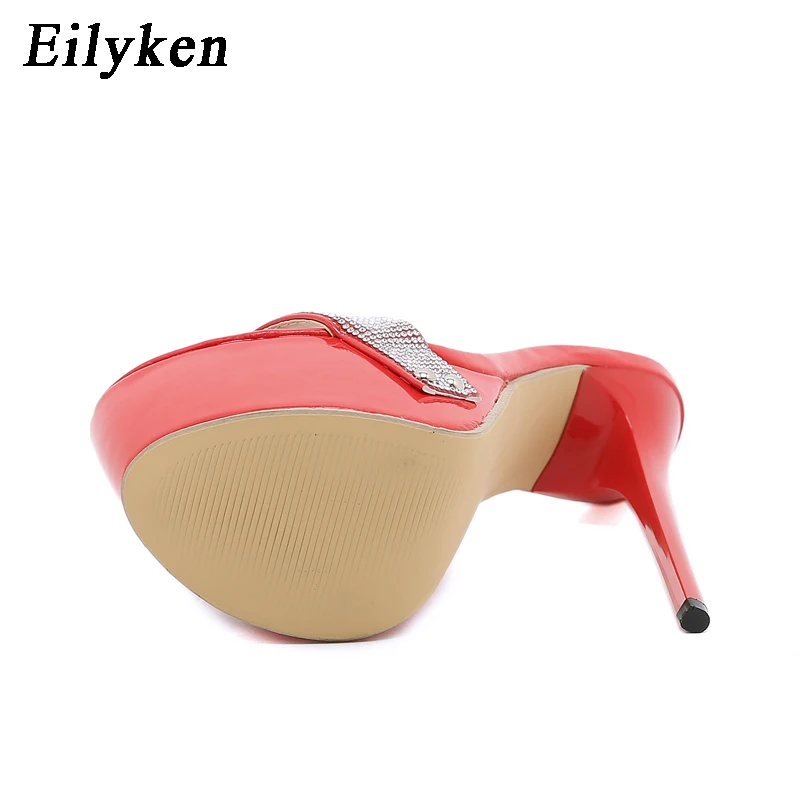 Eilyken Fashion Crystal Rhinestone Platform Slippers Women Summer Open Toe Stiletto Heels Night Club Sandals Ladies Sliders Shoe