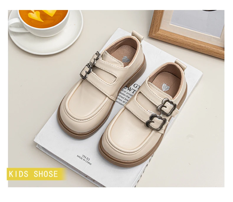Kinder-Lederschuhe im Britischen Stil, Runde Zehenpartie, Mädchen-Prinzessinnenschuhe, Einfarbig, Vielseitig, 2026 Neue Mode, Kinder-Flats, Rutschfest – Detail 3