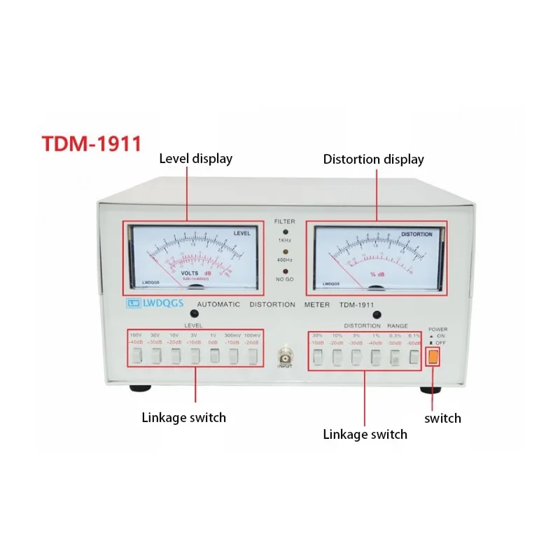 Professional Automatic Distortion Meter er 0.01% - 30% Audio Distortion Meter 110/220V Distortion Testing Tool TDM1911