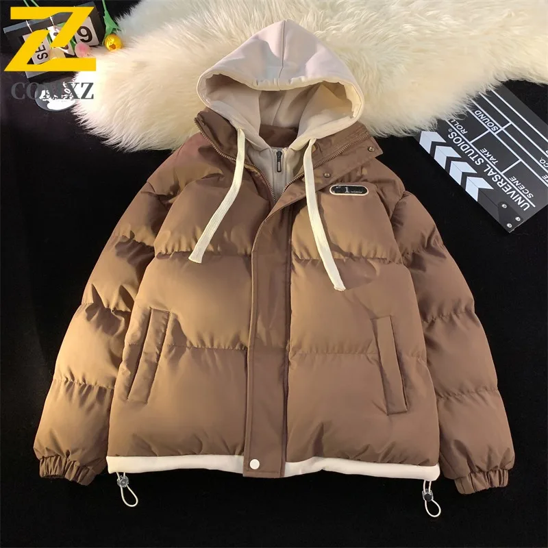 COMXZ 2025 nouvelle mode à capuche Patchwork coton veste décontracté Streetwear hiver pour hommes Sports de plein air vêtements de travail chaud tactique manteau