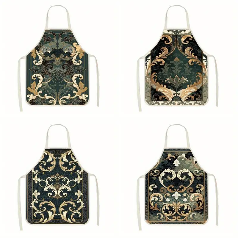 

Baroque Pattern Apron Linen apron, suitable for kitchen cooking, parent-child interaction, painting and other scenarios