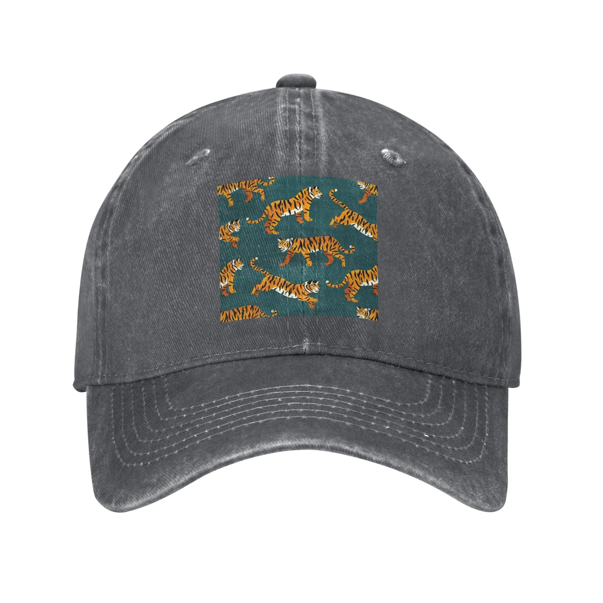 Bengal Tigers Washed Denim Cap Casual Baseball Caps Adjustable Hat Summer Unisex Baseball Hats