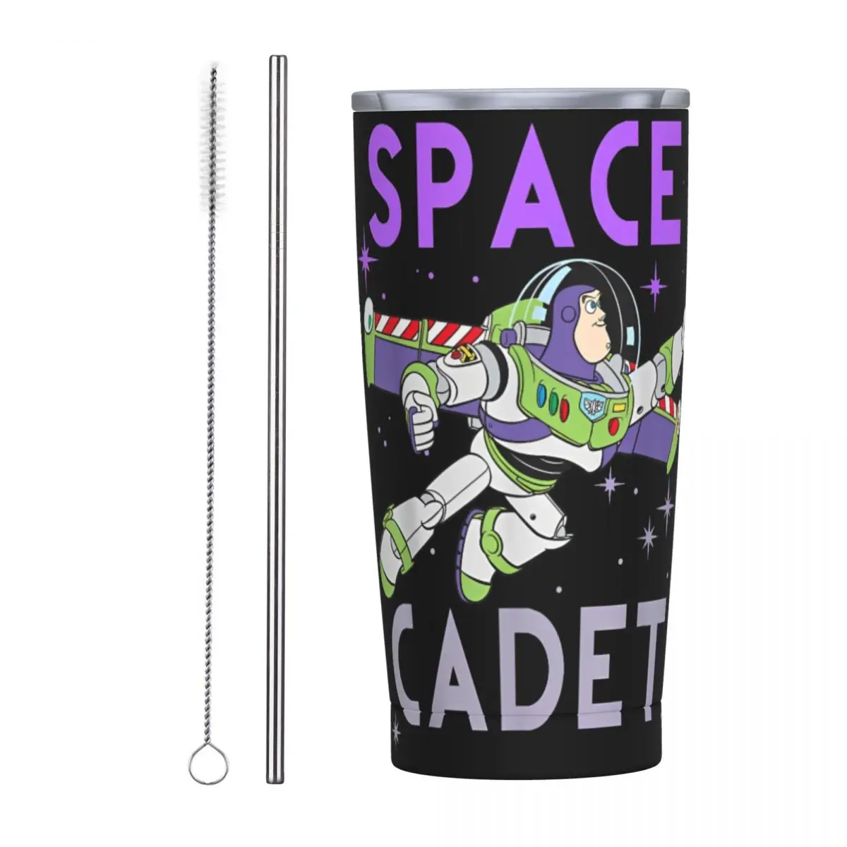 Toy Story Buzz Lightyear Space Cadet Tumbler Vacuum Insulated Thermal Cup with Lid Straw Office Home Mug Hot Cold Drink 20oz