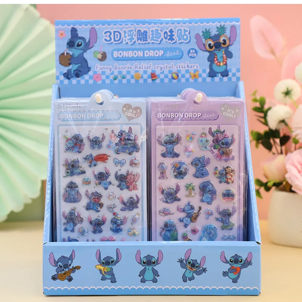 2025年新作 スティッチ 3D立体レリーフ ピンナップ風 クリスタルステッカー 子供 女の子向け 漫画風 デコレーションステッカー