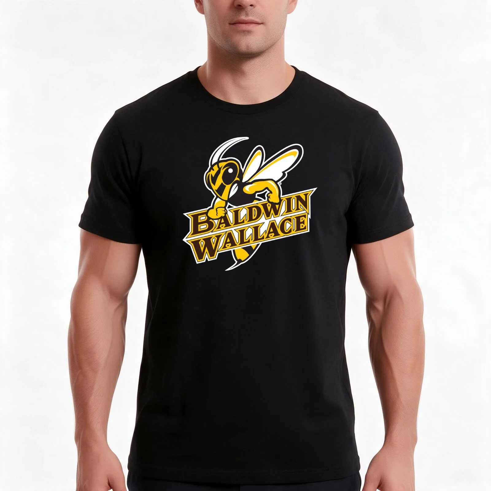 Baldwin Wallace University yellowjackets T-Shirt, Summer Casual Cotton Tee, Oversized Streetwear Tops, Vintage Graphic Print