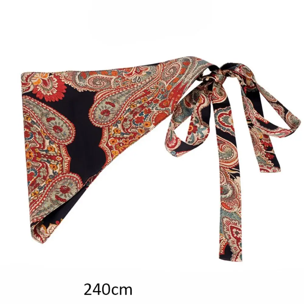 Sabuk Syal Segitiga Gaya Etnik Bohemian Ikat Pinggang Kain Cummerbund Indah Bunga untuk Mantel Jeans Gaun Rok Pakaian