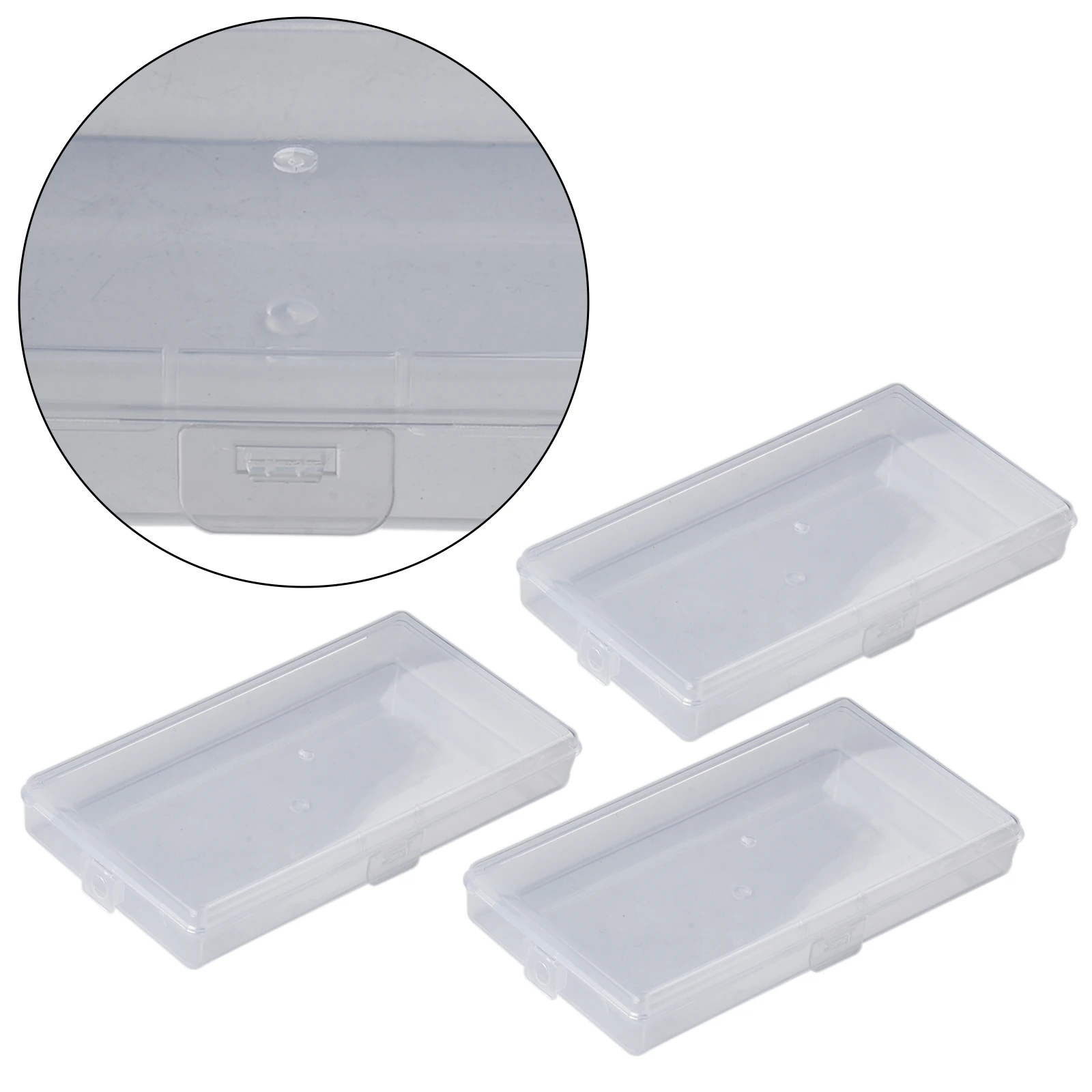 Caja de almacenamiento rectangular para joyería, organizador de 3 piezas, transparente, PP, 14,8x7,8x1,8 cm, para el hogar