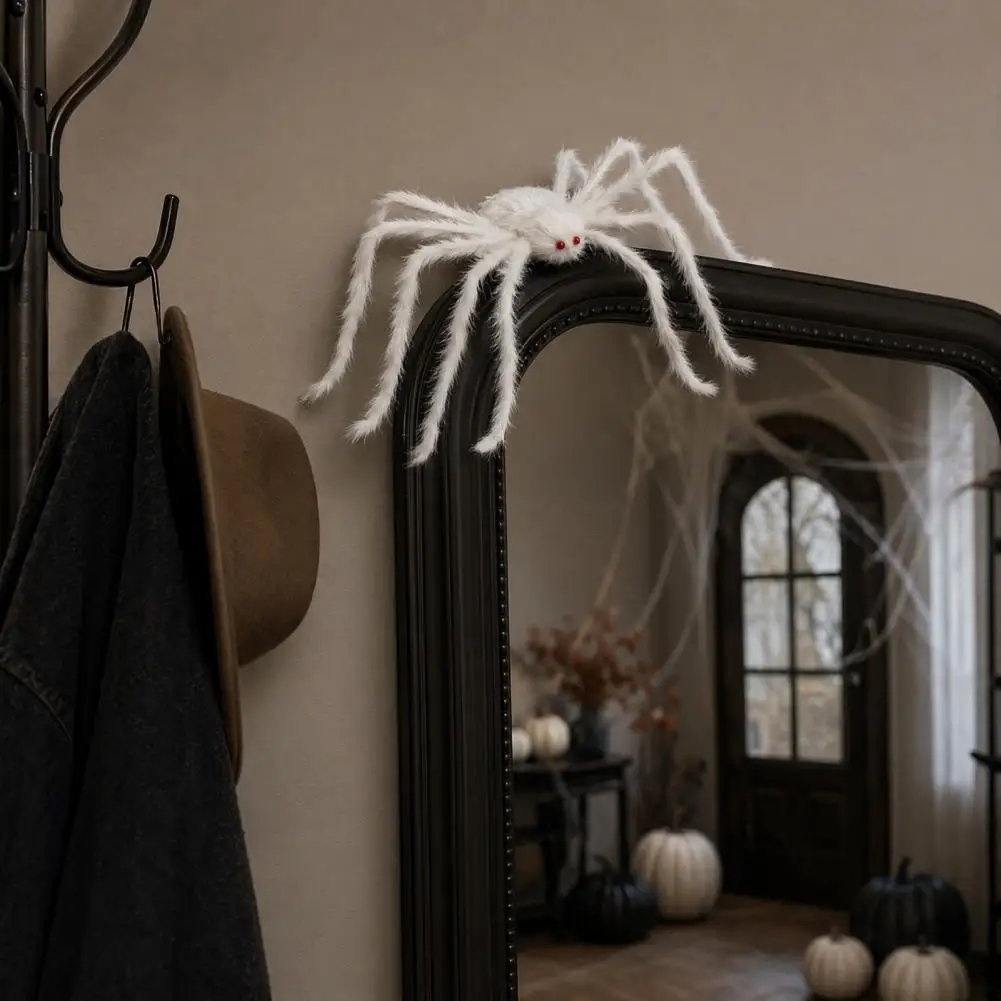 Life-like Stuffed Spider Furry Spider Halloween Decoration Soft Hairy Spider Prop for Outdoor Yard Haunted House Indoor Party