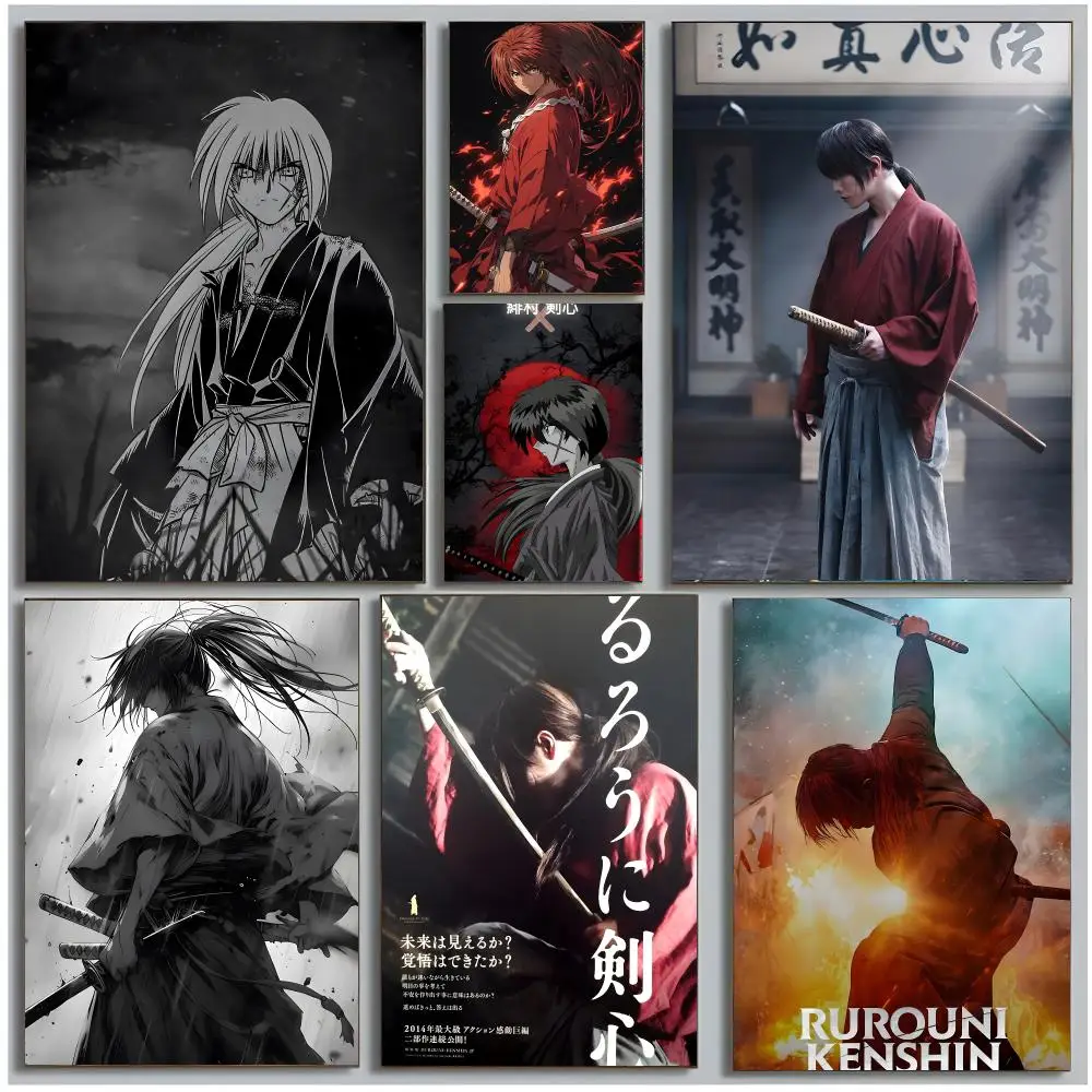anime historical R-Rurouni Kenshin Poster Modern Wall Art Bedroom Living Room Print Unframed