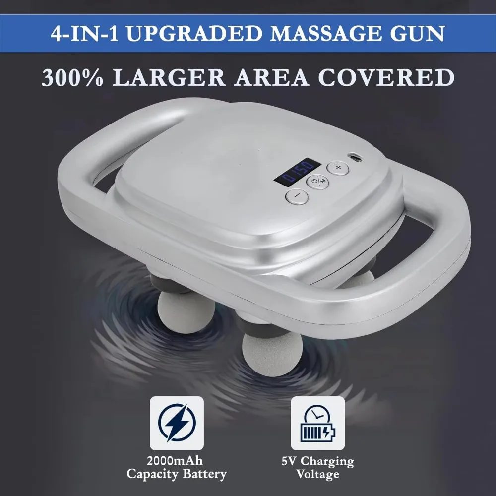 Massage Gun, 4-Head Body Vibration Massage Gun, Extra Large Battery Capacity Body Massager Fitness Equipment