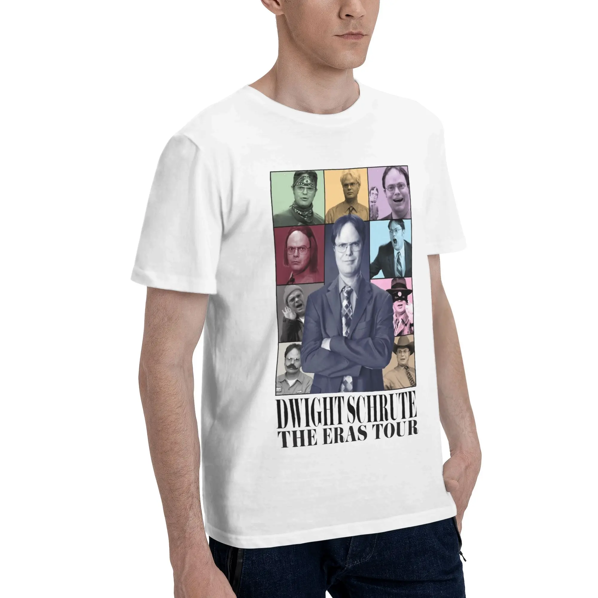 Dwight Schrute The Eras Tour T Shirts for Men 100% Cotton T-Shirts Crew Neck The Office Tv Show Tee Shirt Short Sleeve Clothes
