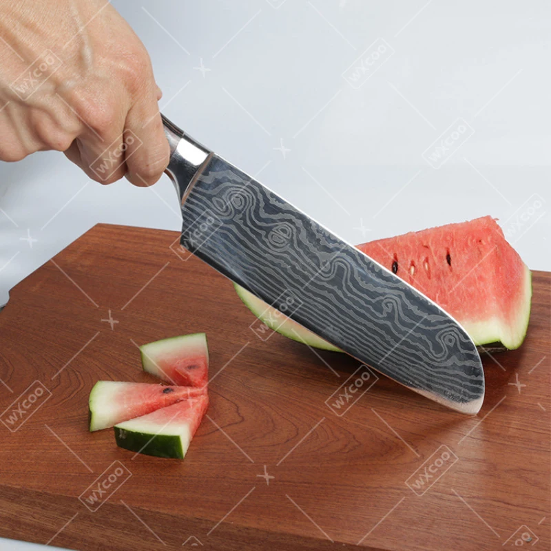 WXCOO 5-inch Small Santoku Knives Household Kitchen Knives Vegetable Cutter Fruit Peeler Bread Santoku Knife Stainless Steel