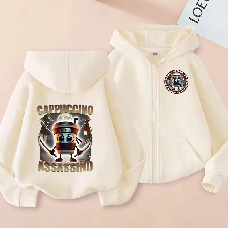 

Italian Brainrot Animals Kids Cardigan Jacket Cappuccino Assassino Sweatshirt Funny Meme Cute Homewear Tops Spring Autumn Coats