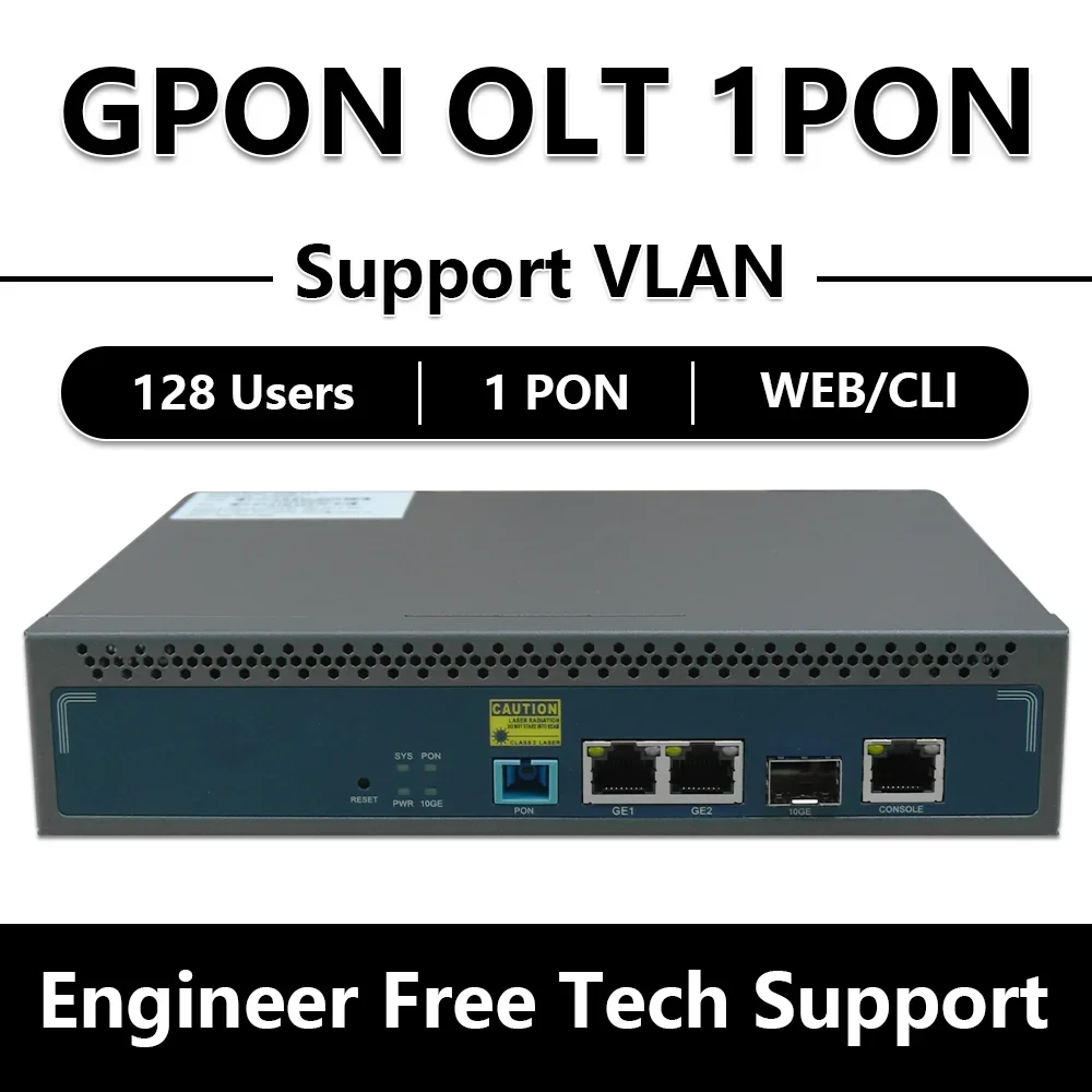 GPON OLT 1PON 128 ONU 10G Uplink C + GBIC SFP 12V DC Power MINI GPON OLT 1 порт, совместимый с HW ZTE ONU