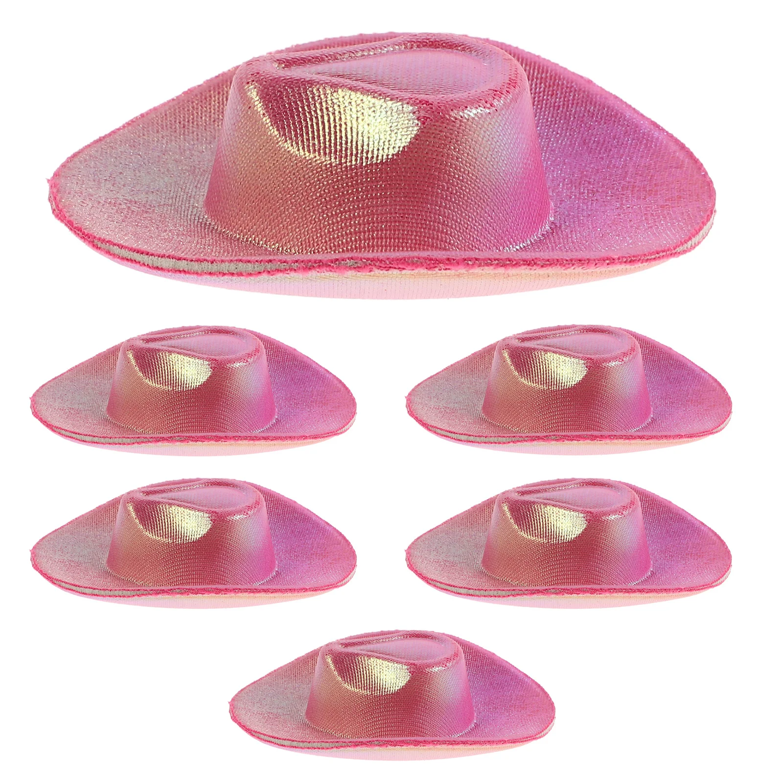6 pezzi mini cappelli da cowgirl da cowboy occidentali in plastica carino piccolo tappo di bottiglia decorazioni forniture artigianali per feste cappelli da cowboy per la festa