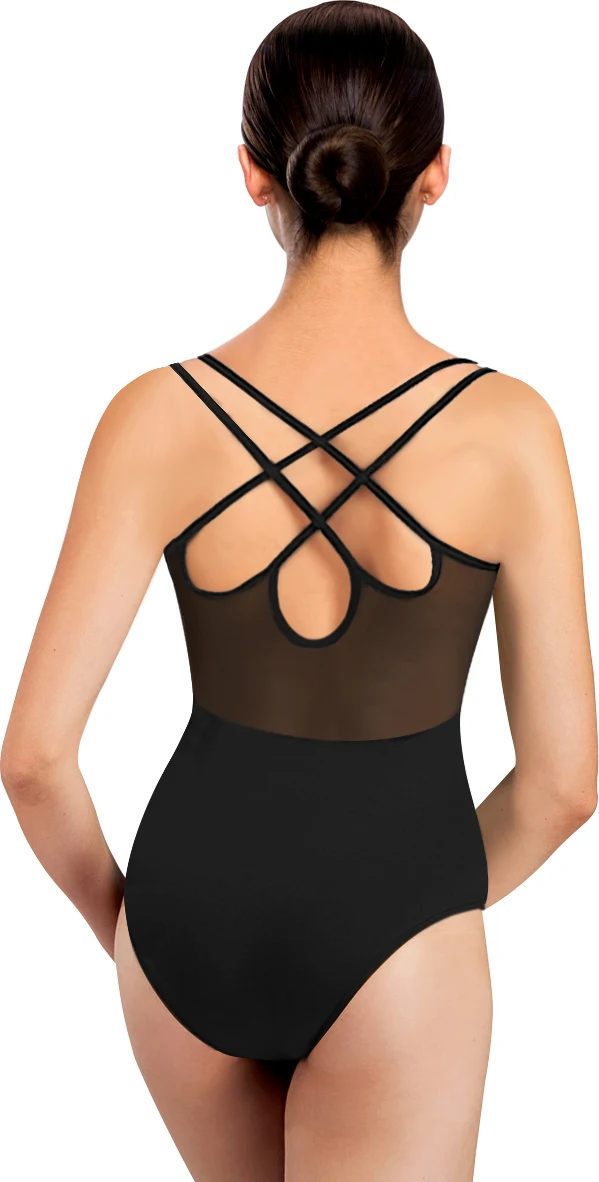 Dance Leotard for Women Camisole Ballet Wear,Double Straps with Mesh Back,Chest Padded