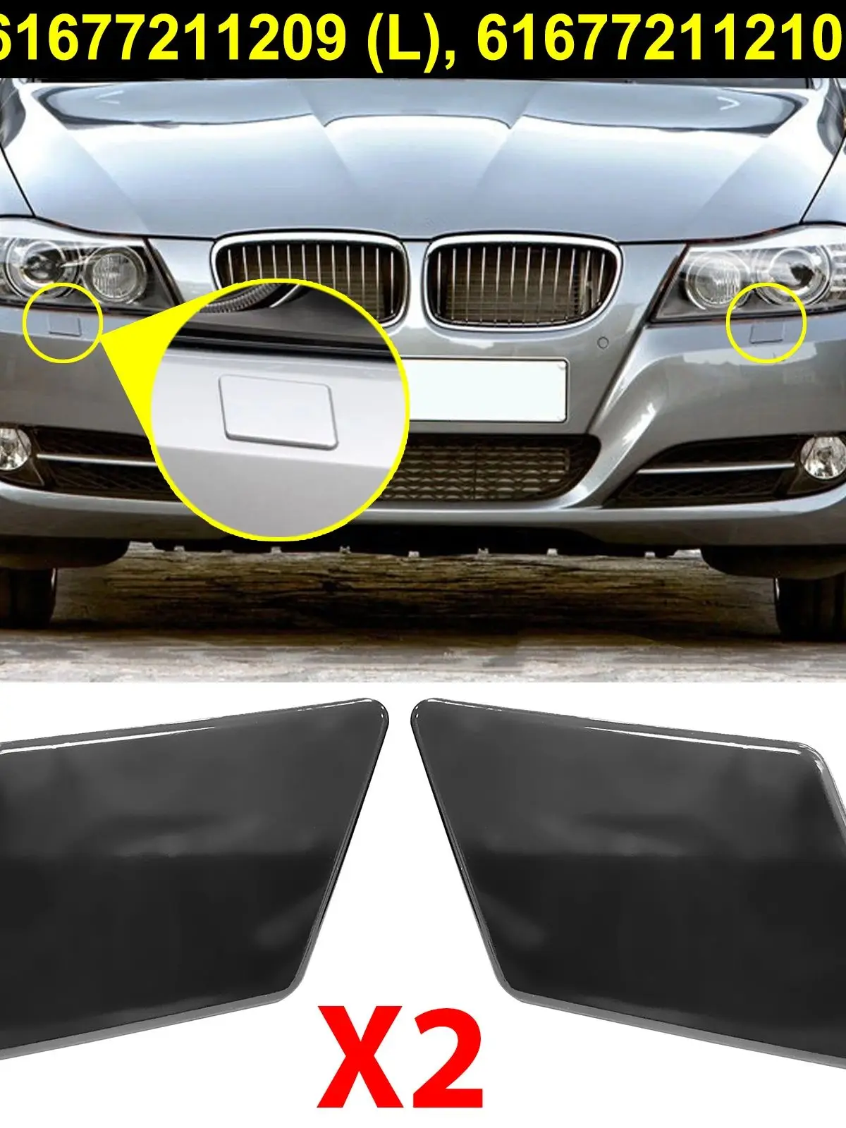 Couvercle de buse de lavage de phare avant, non peint, pour BMW E90 E91 328xi 320i 325i 335i 325xi R & L Cap 61677211209 61677211210