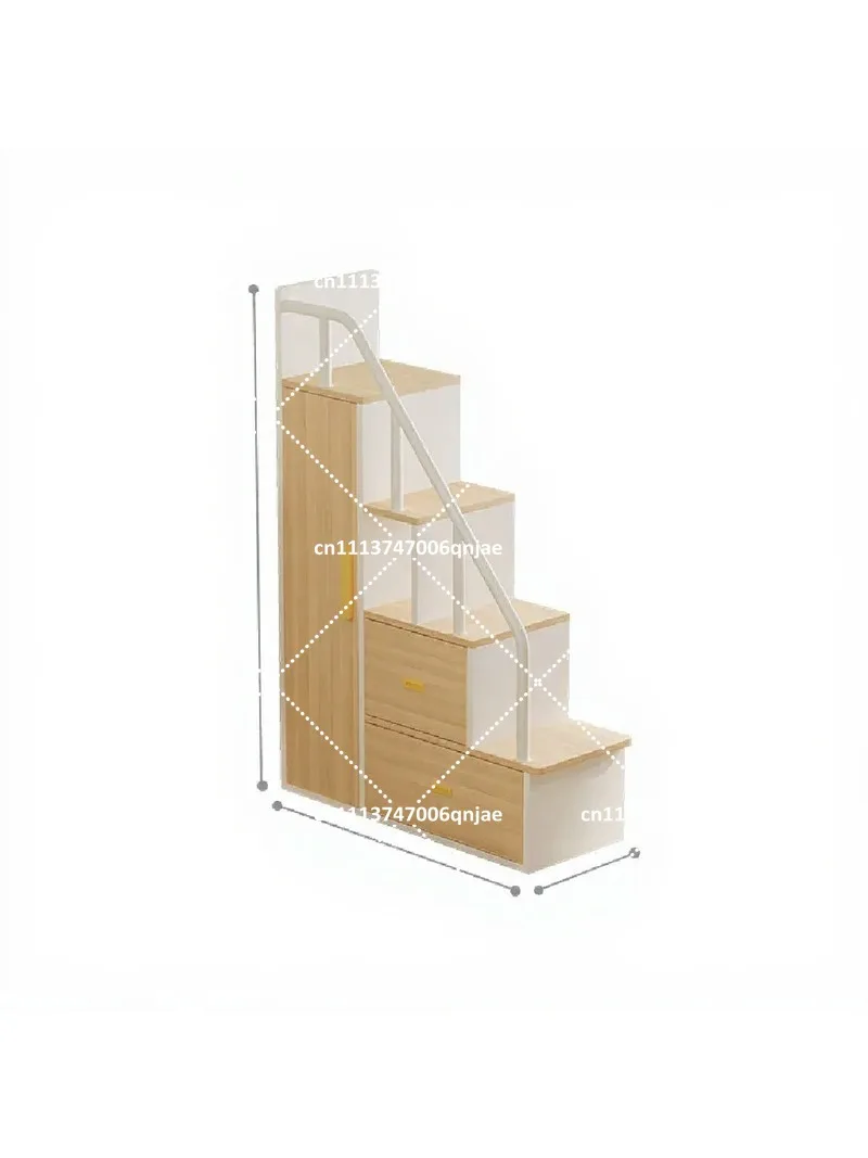 Children's Loft Bed with Stairs and Drawers, Upper Lower Bed with Storage Cabinet, Space Saving Wooden Bunk Bed with Ladder
