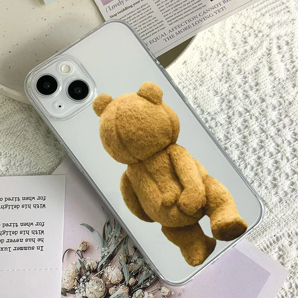 Funny ted bear Phone Case For Samsung S24 S23 S22 S21 S20 S10 FE Note20 Note10 Plus Ultra Lite 5G Clear Soft TPU Cover