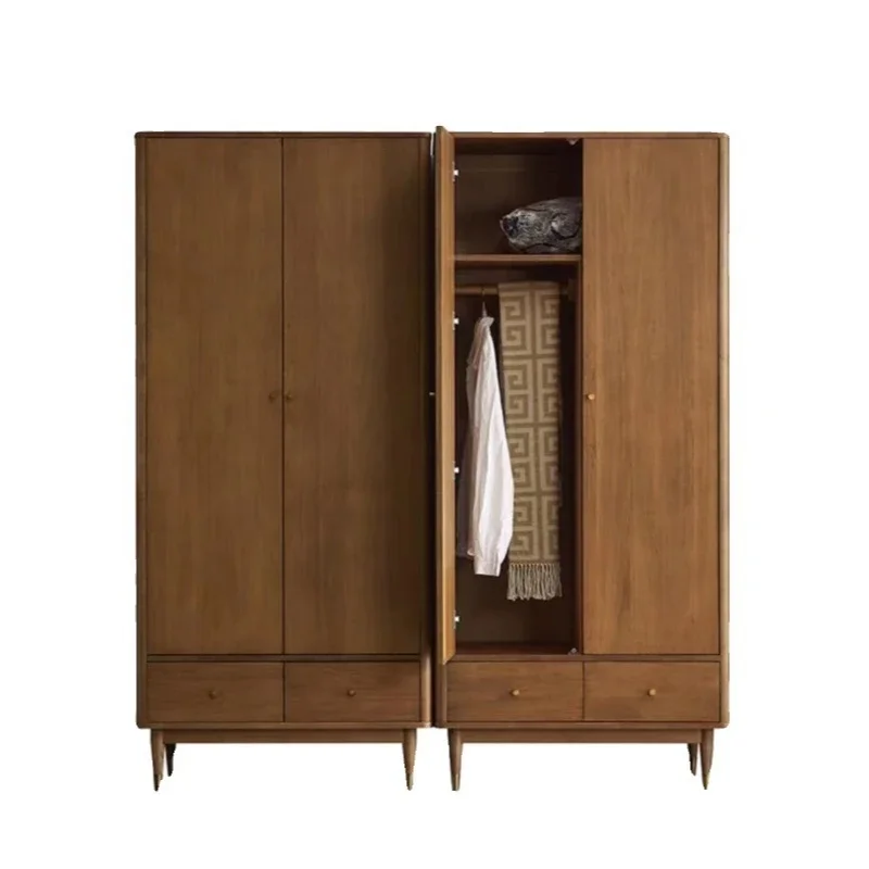 Nordic Expression Flagship Store Boxwood All Solid Wood Walnut Wardrobe Medium Antique Retro Two-door Master Bedroom Locker