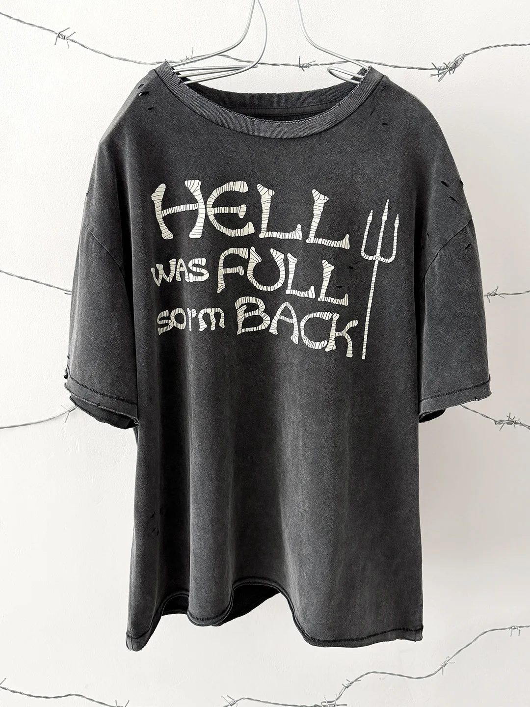 Washed Vintage Short Sleeve T-Shirt Men Women Fashionable Distressed Look round Neck Cotton Breathable Summer Wear