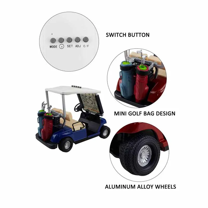 CRESTGOLF Mini Golf Cart  Alarm Clock LCD Digital Date Display Perfect Gift Desk Decoration Golf Accessories