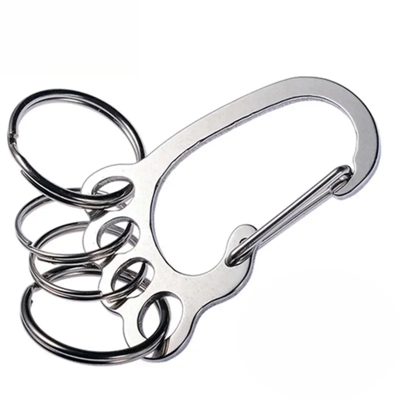 Creative Foot-shaped Keychain Organizer Smooth Stainless Steel Buckle with 4 Key Rings Funny Present Keychain