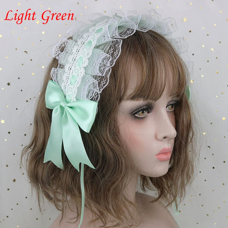 Japanese Lace Bow Ribbon Lolita Headdress Sweet Headband Lolita Cute Soft Girl Anime Cosplay Hair Accessories