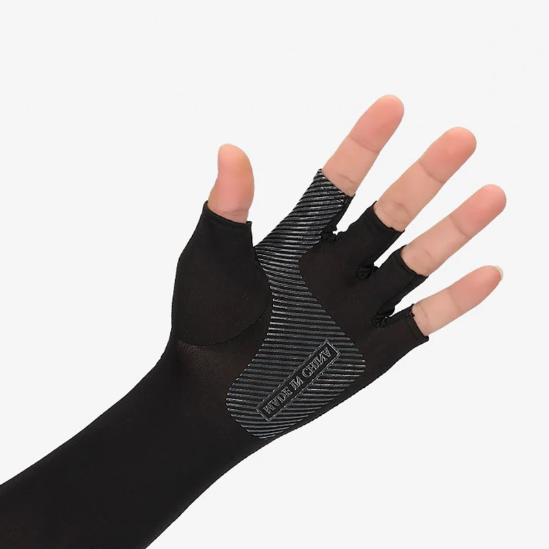 1Pcs Ice Silk Sunscreen Five Finger Sleeves Men\'s And Women\'s Outdoor Thin Style Arm Cover For Driving Cycling Fishing Running