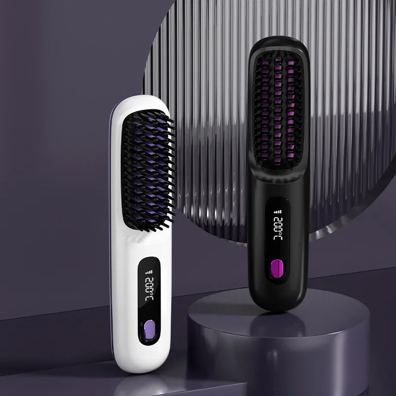 New Cross Border Wireless Straightening Comb, Negative Ion Straightening Comb, Wireless Straight Roll Portable Straightening Cur image 3