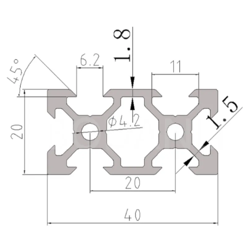 4pc/lot černá 2040v-slot evropan předpis průmyslový aluminium slitina profilu 10-1000mm délka lineární bariéra pro DIY 3D knihtiskař CNC